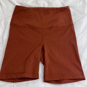 Burnt orange/ light red biker shorts